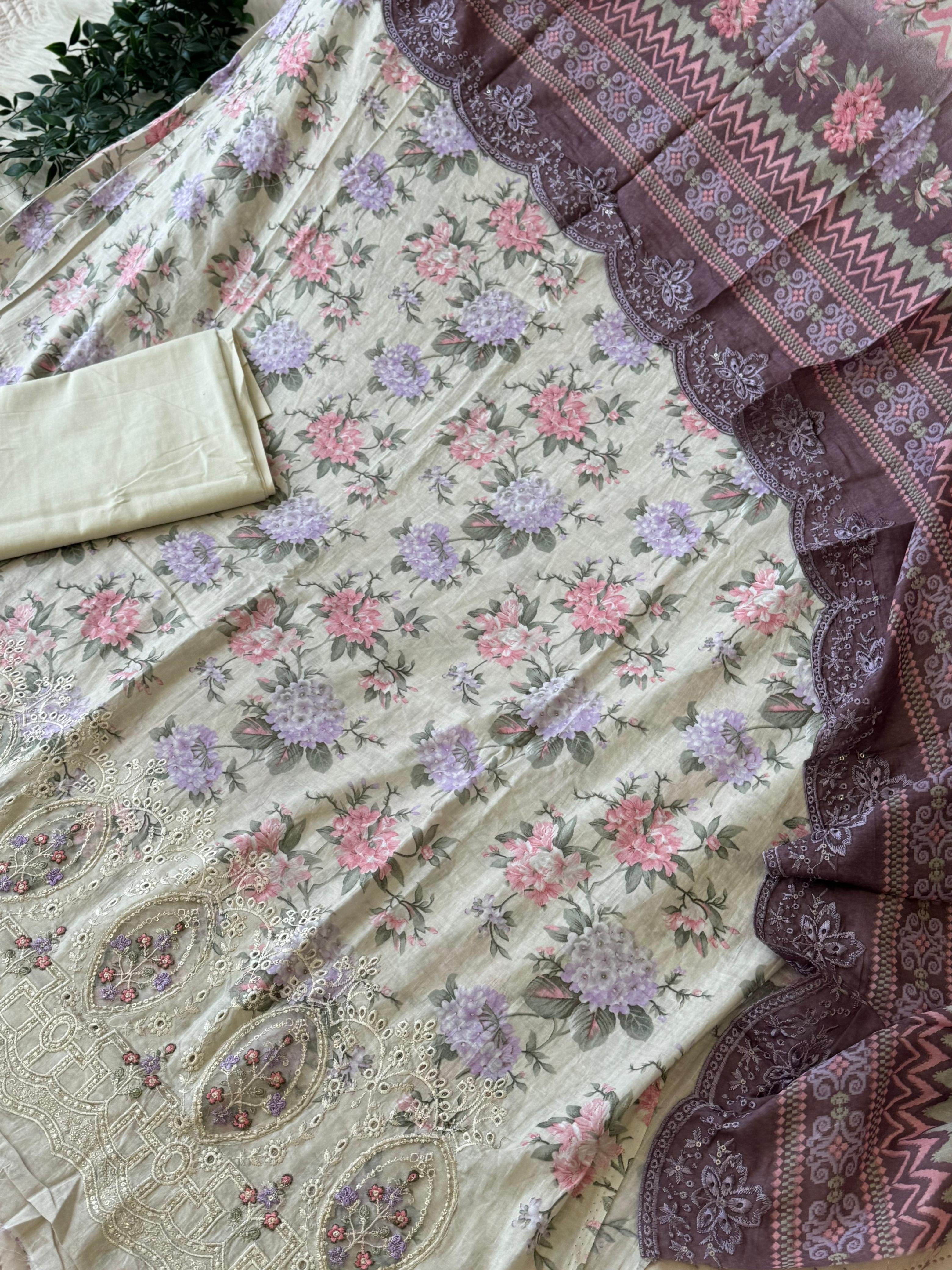 Floral Printed Cotton Suit ft. Cotton Dupata-2
