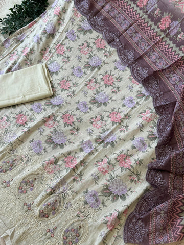 Floral Printed Cotton Suit ft. Cotton Dupata-2