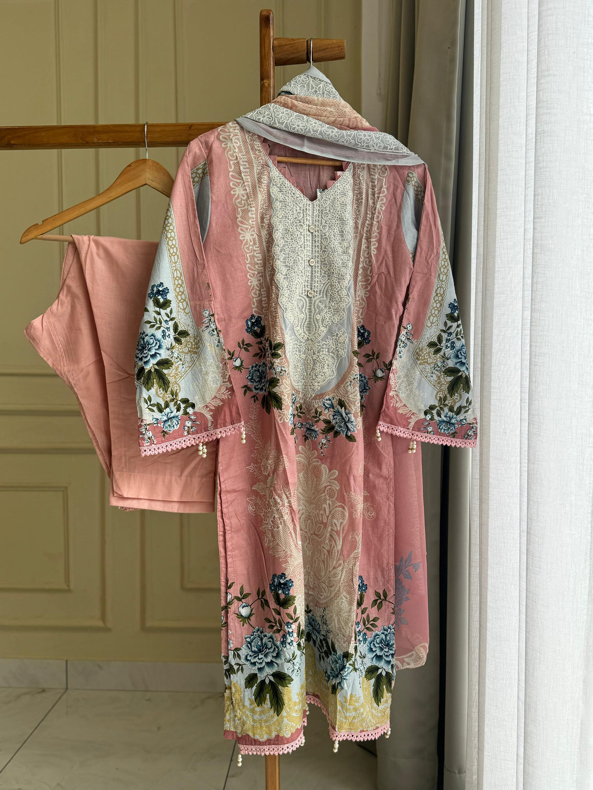Cotton Casuals with Embroidered Dupatta-3904