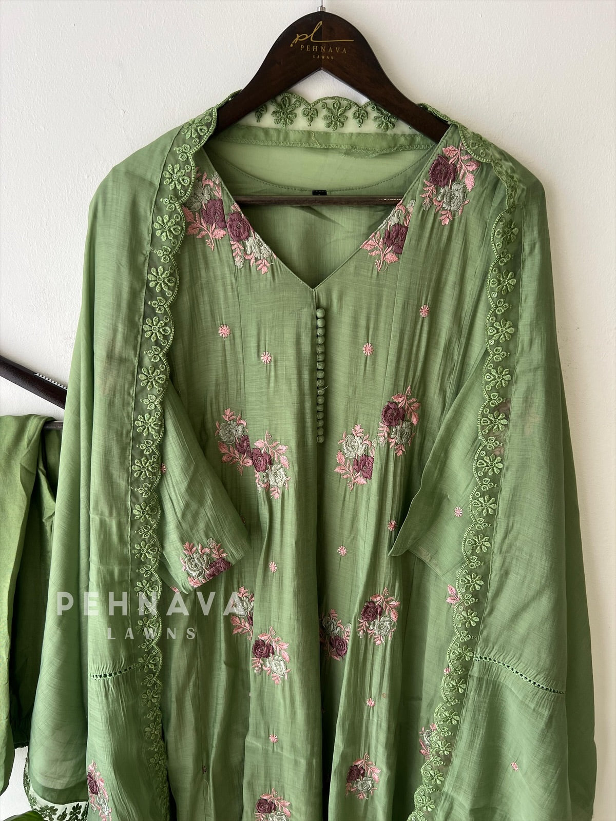 Embroidered Three Piece Suit-15686