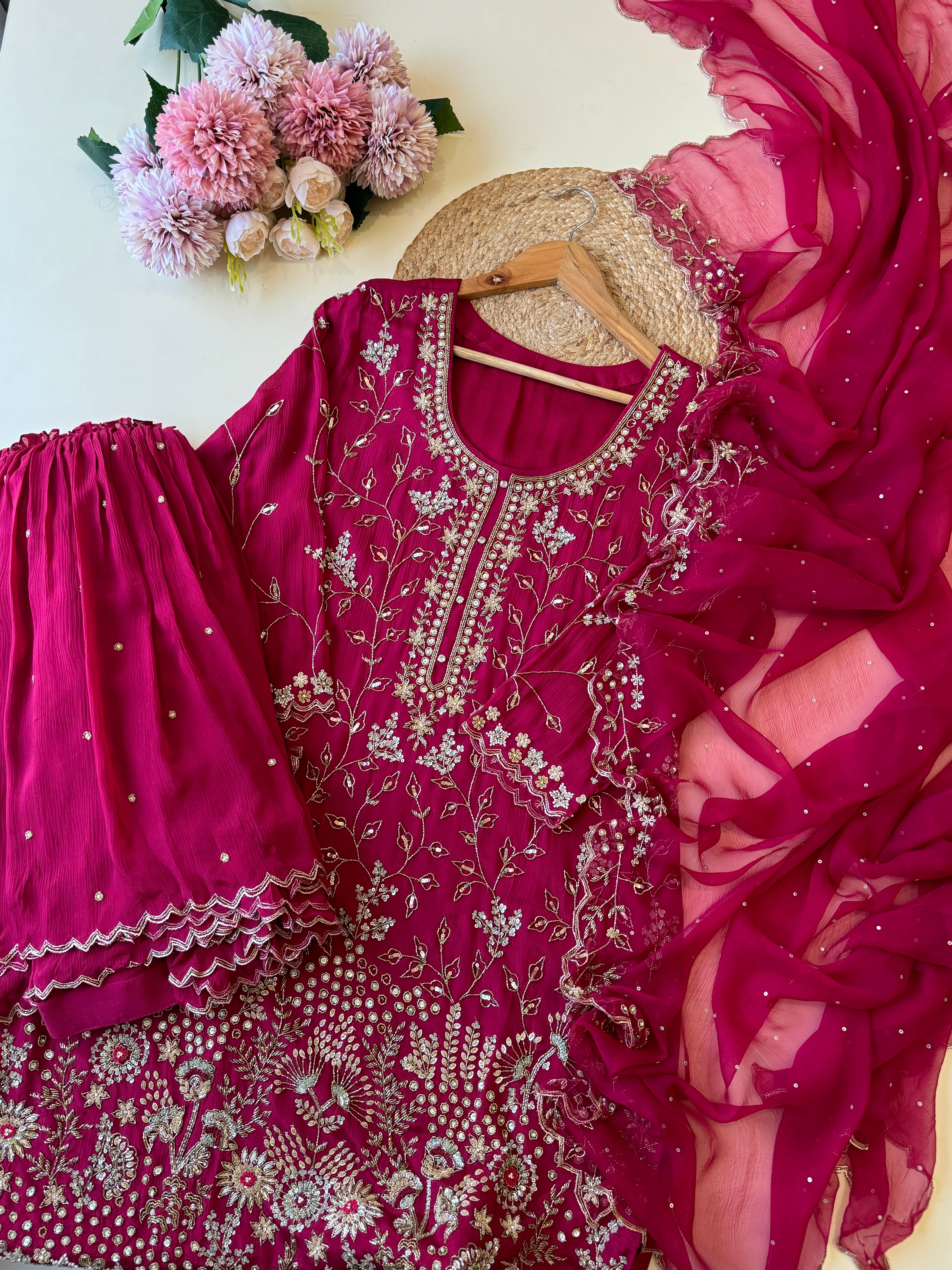 Pure chinnon  hand worked suit-10491
