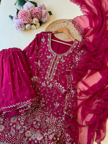 Pure chinnon  hand worked suit-10491