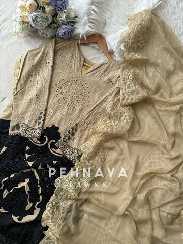 Multi Shaded Suit With Appliqué Design-1286B