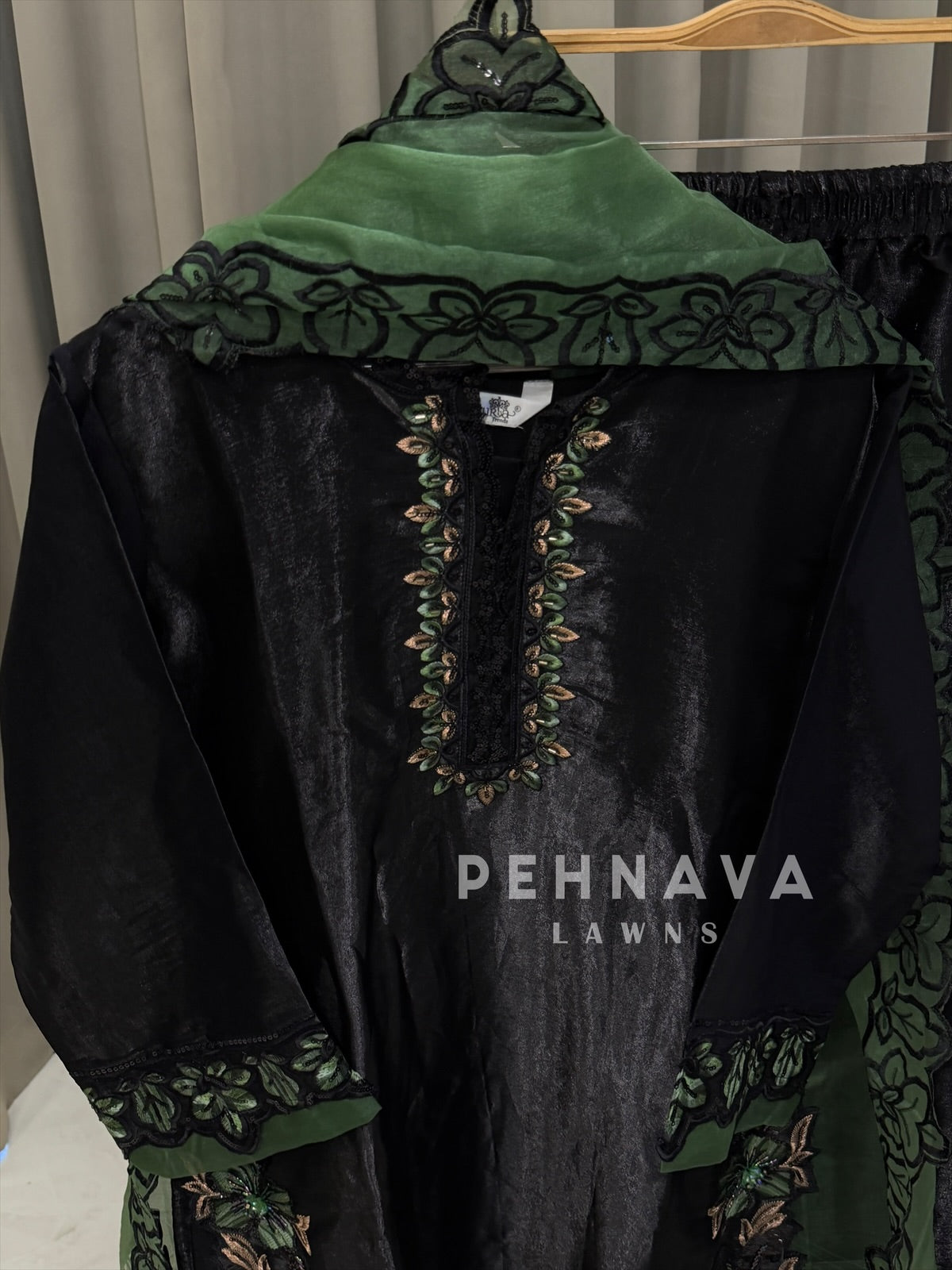 Floral Embroidered Three Piece Suit-1590