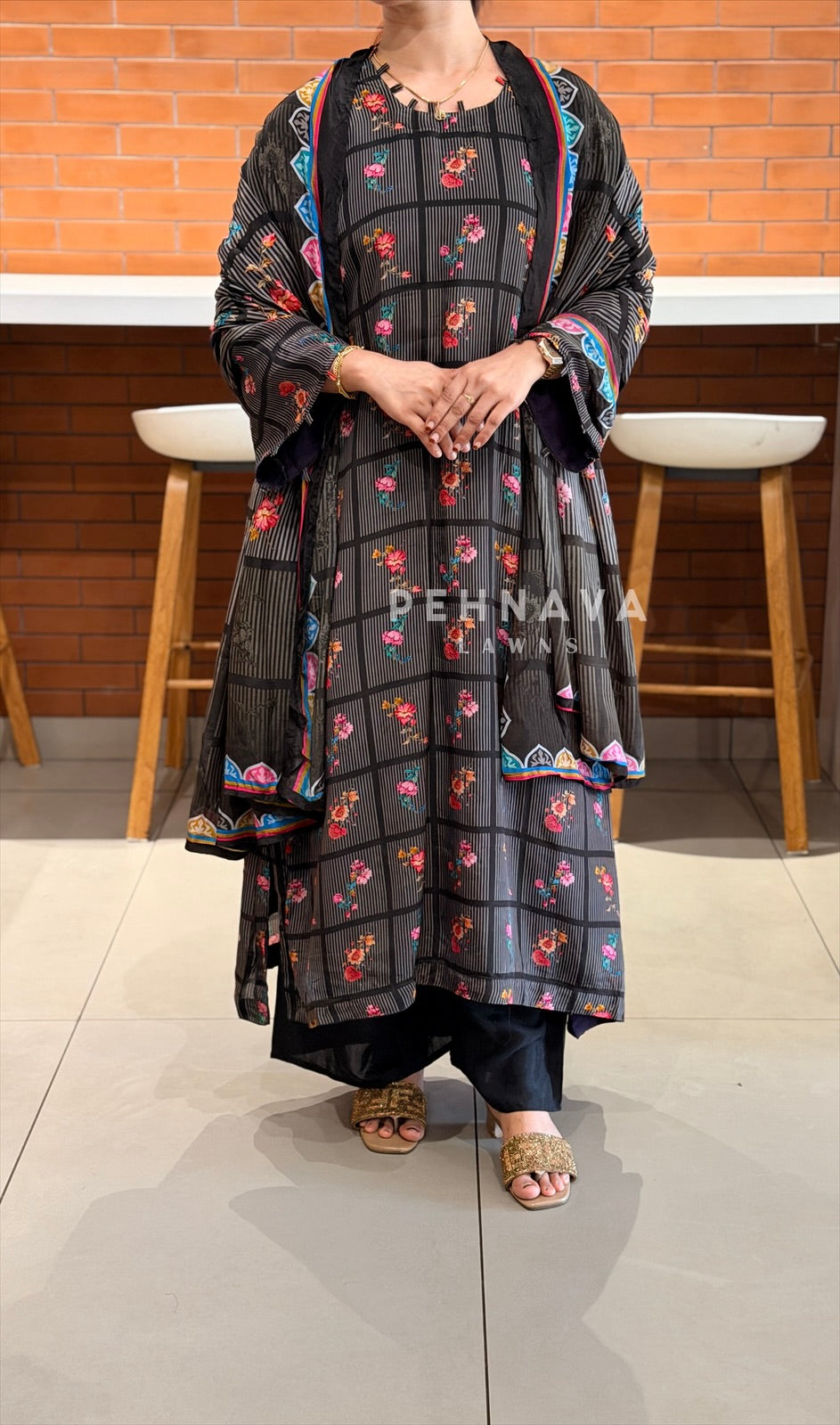 Printed Crepe Suit Set 5066