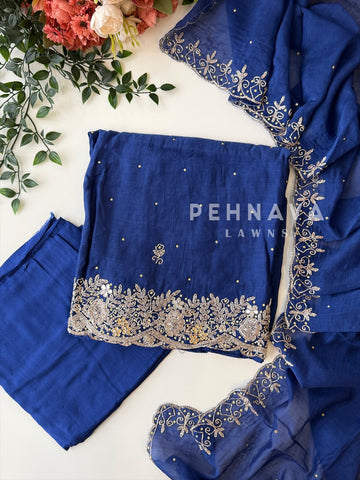 Chanderi Handworked Unstitched Suit-18566