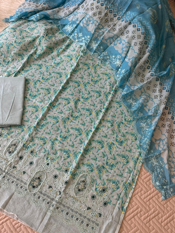 Cotton Embroidered Suit Ft. Cotton Dupata-3