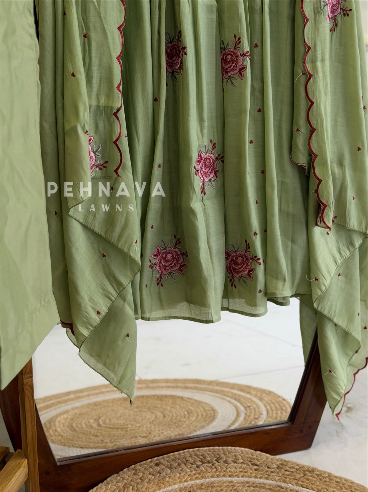 Pintuck Floral Embroidered Ensemble