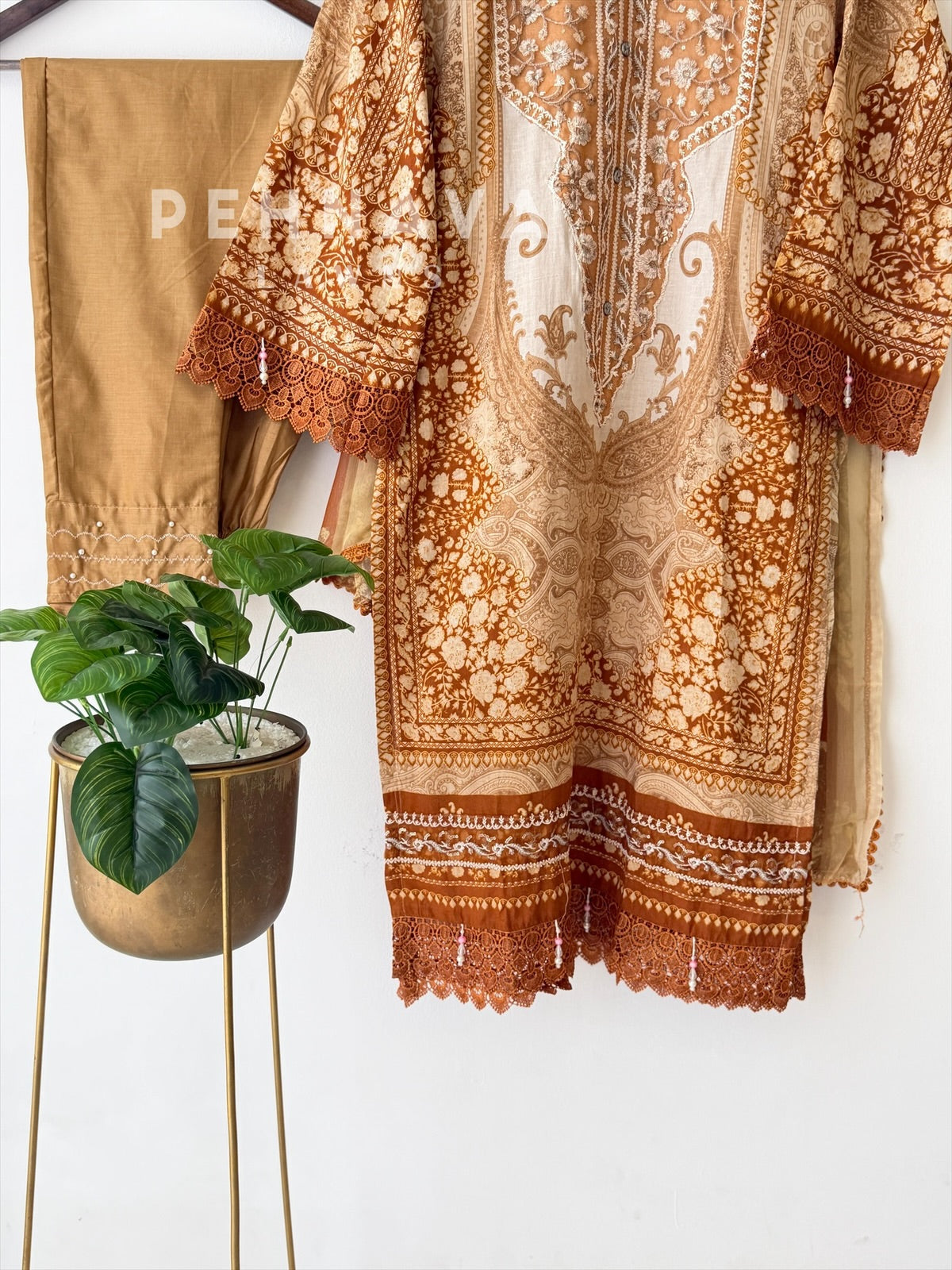 Yellow Neckline Embroidered Pak-Suit AZ-1362-B