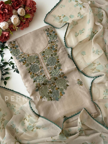 Premium Crushed Tissue Embroidered Unstitched Suit No.2 - Pehnava Lawns