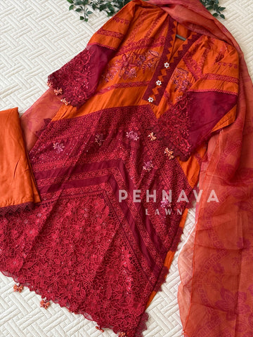 Floral Embroidered Three Piece Set 4563/66