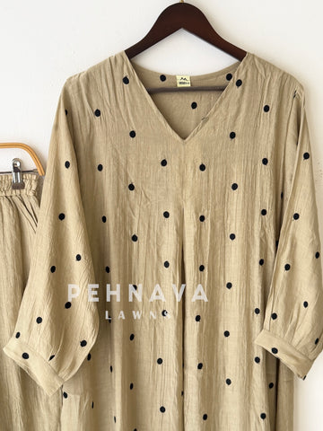 Polka Dot Embroidered Imported Suit-220
