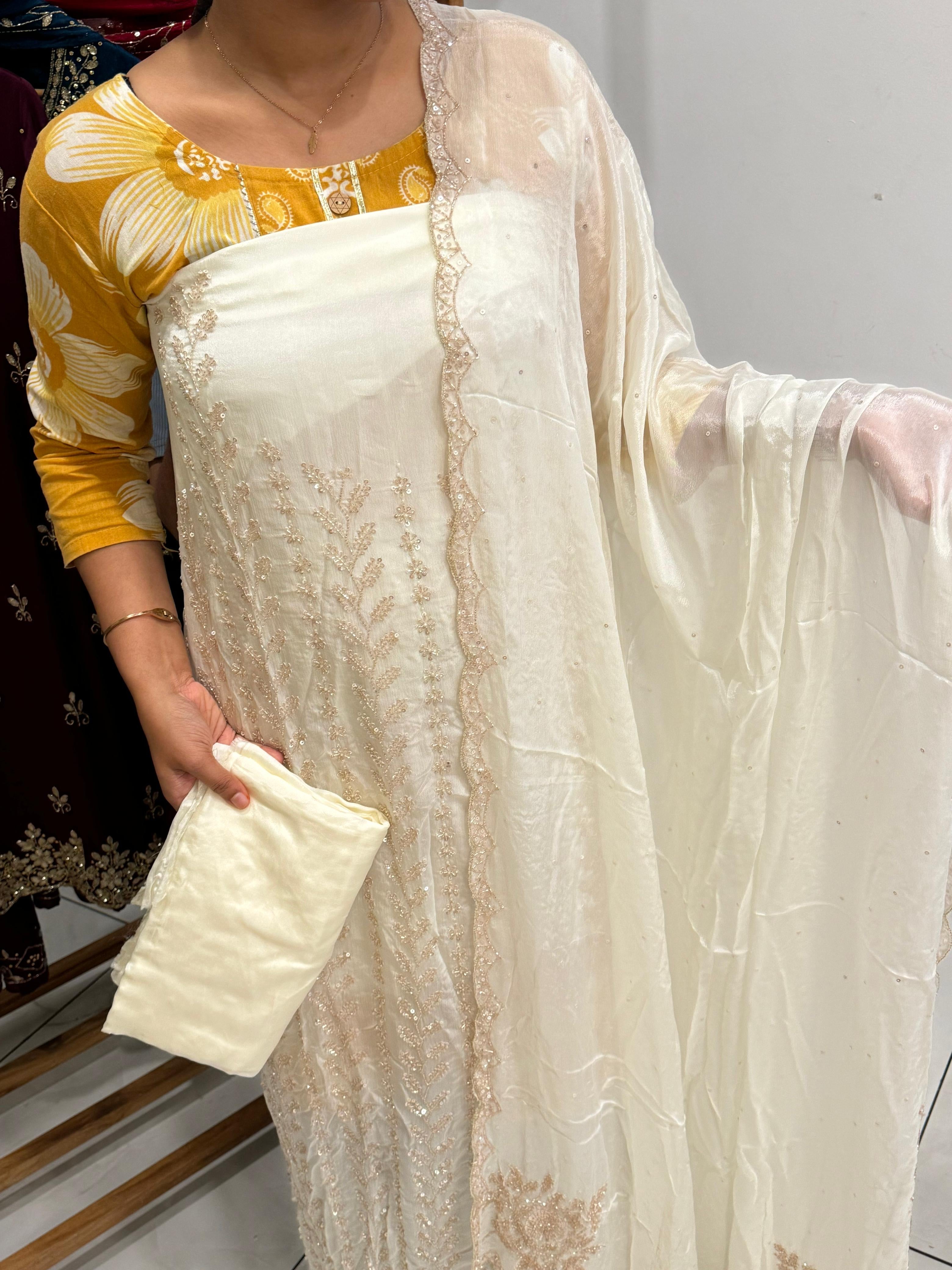 Pure Tissue handworked Un-stitched suit-1643