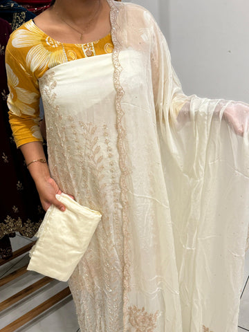 Pure Tissue handworked Un-stitched suit-1643