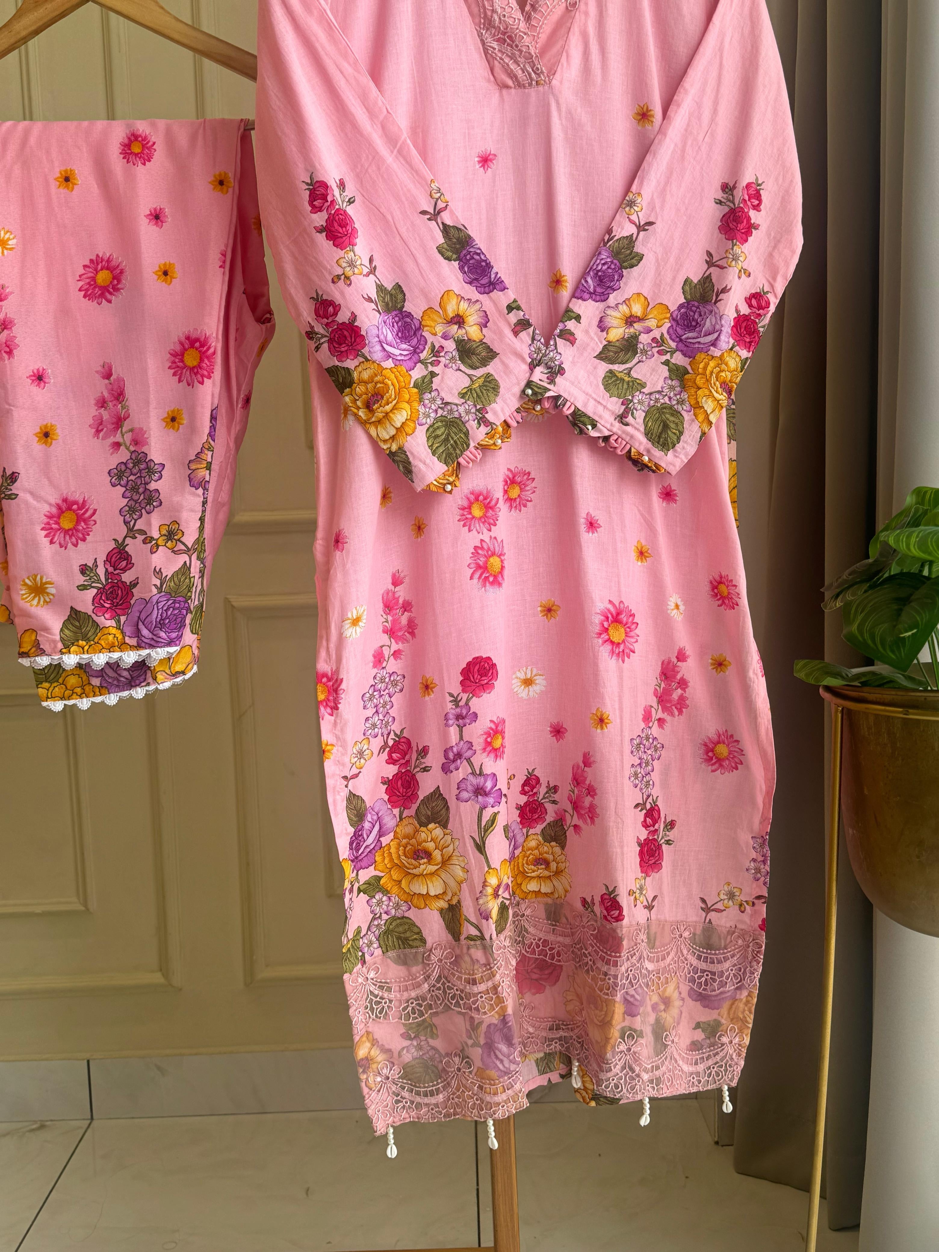 Pink Vibrant Floral Suit-2005