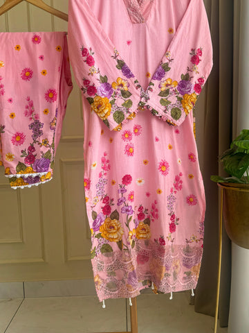 Pink Vibrant Floral Suit-2005