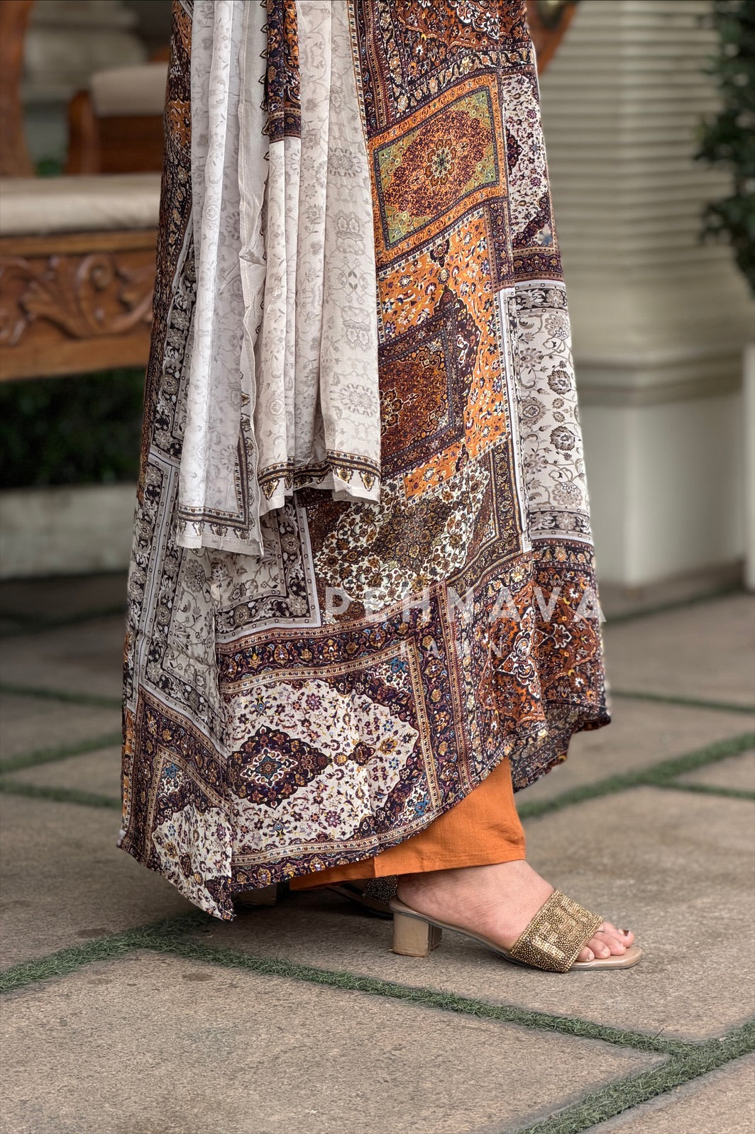 Printed Kaftan Three Piece Suit Set 5067