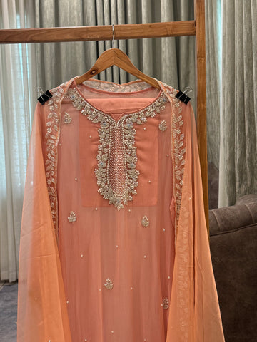 Premium chiffon handwork semi-stitched suit-1078N