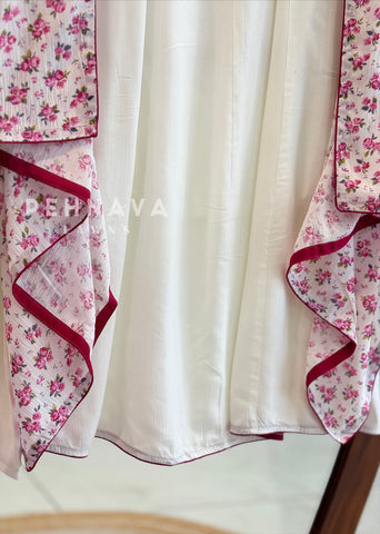 Floral Printed Three Piece Suit 19808