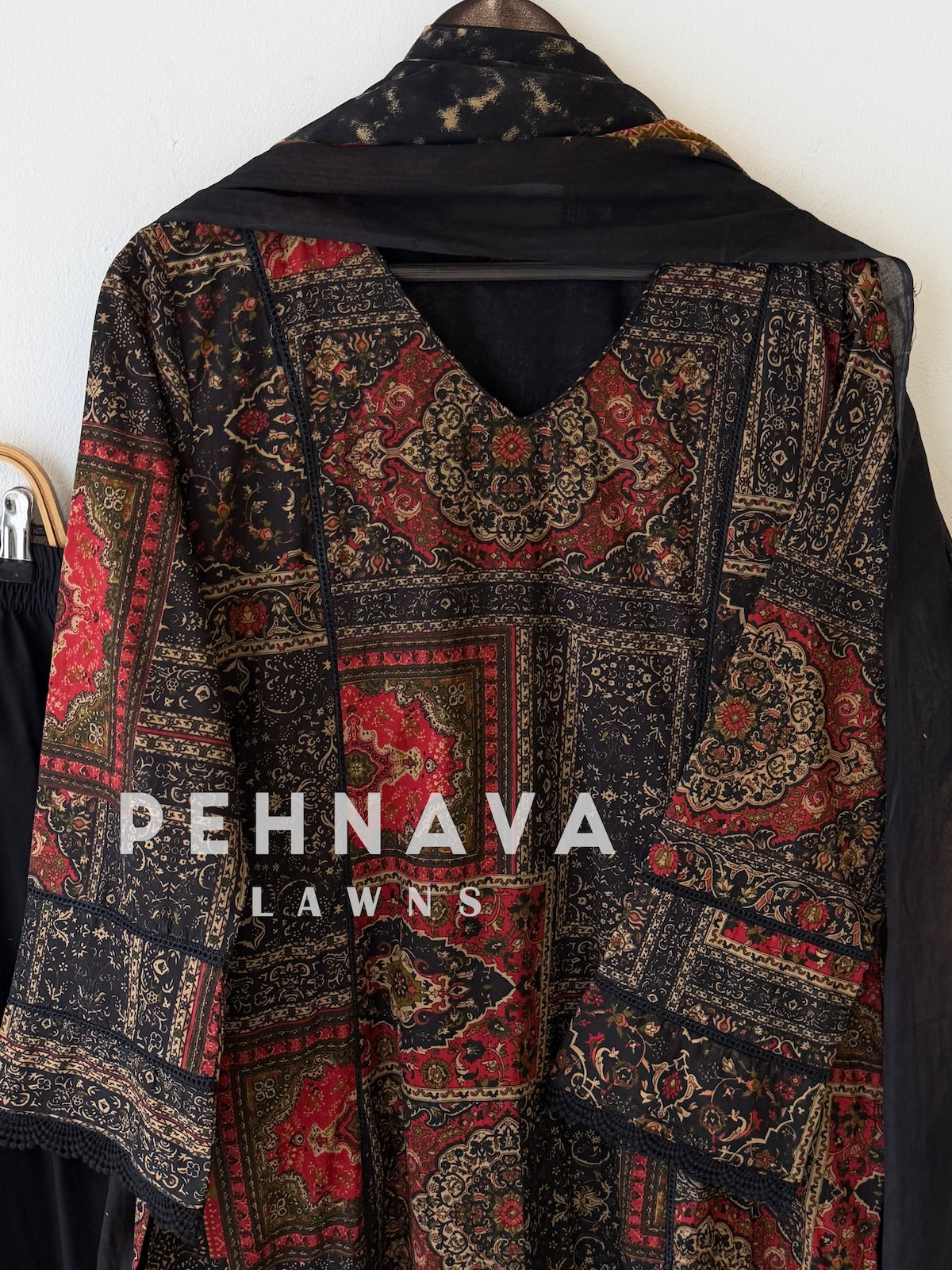 Ajrak Printed Three Piece Set