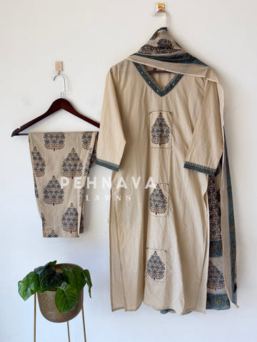 Printed Three Piece Cotton Set-SW19