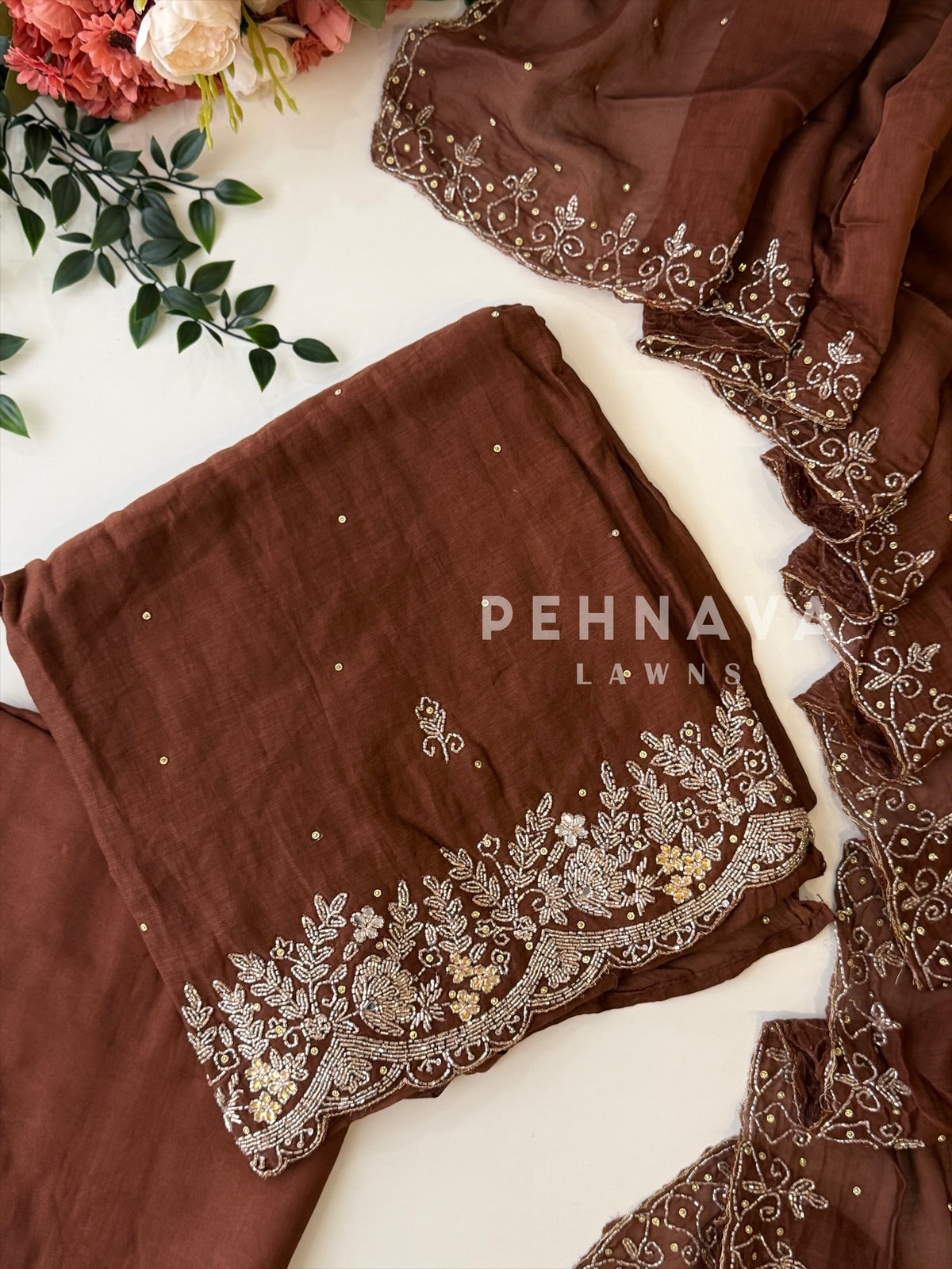 Chanderi Handworked Unstitched Suit-18566