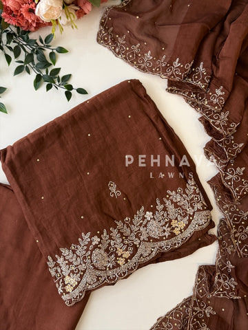 Chanderi Handworked Unstitched Suit-18566