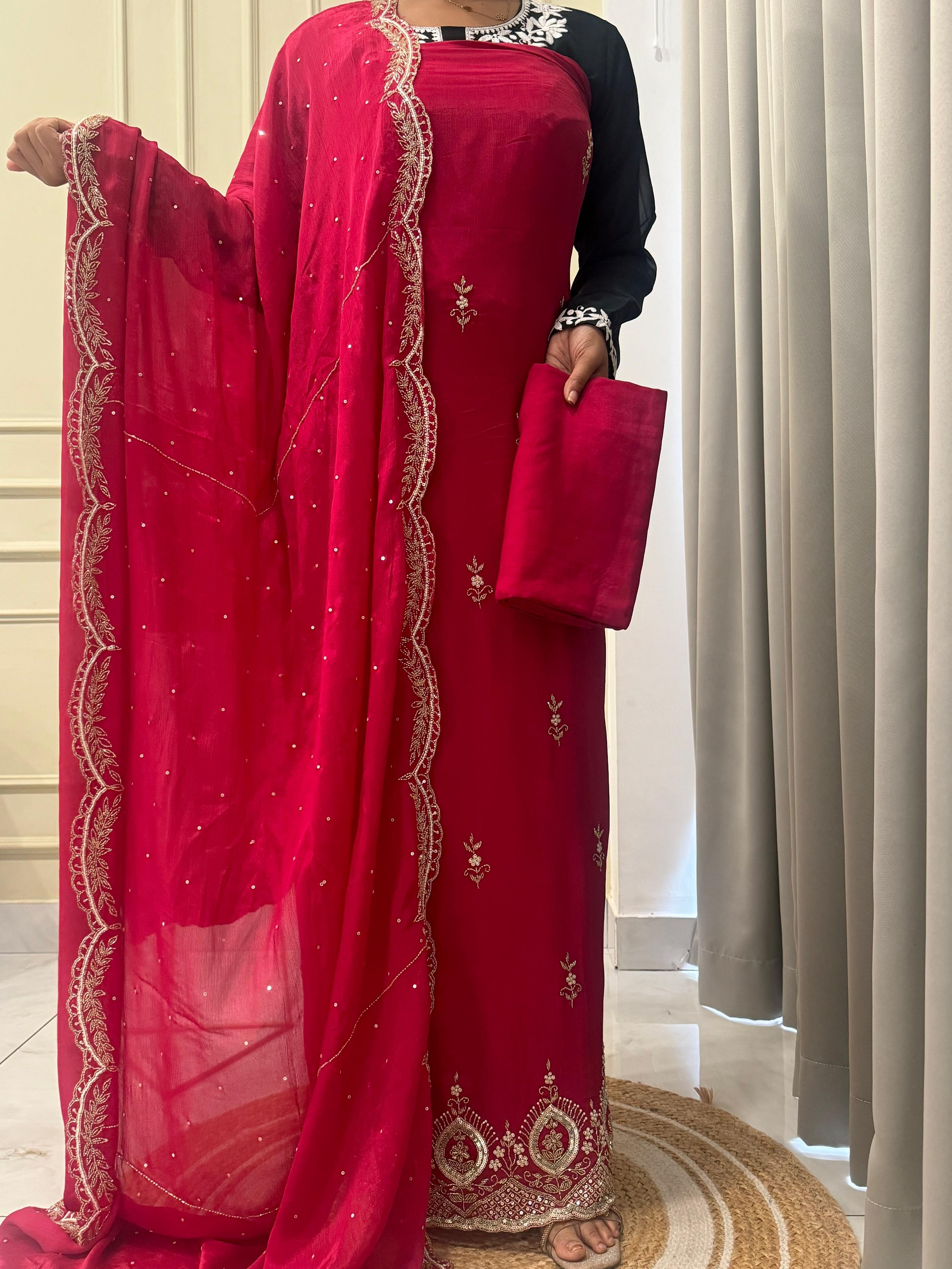 Pure Chinnon handworked Un-stitched suit-1628