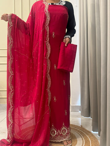 Pure Chinnon handworked Un-stitched suit-1628