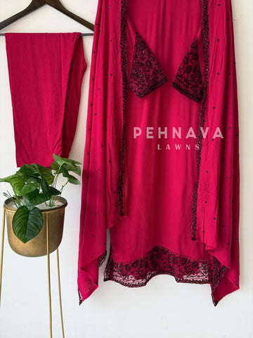 Lace‑Trimmed Embroidered Ensemble-16344