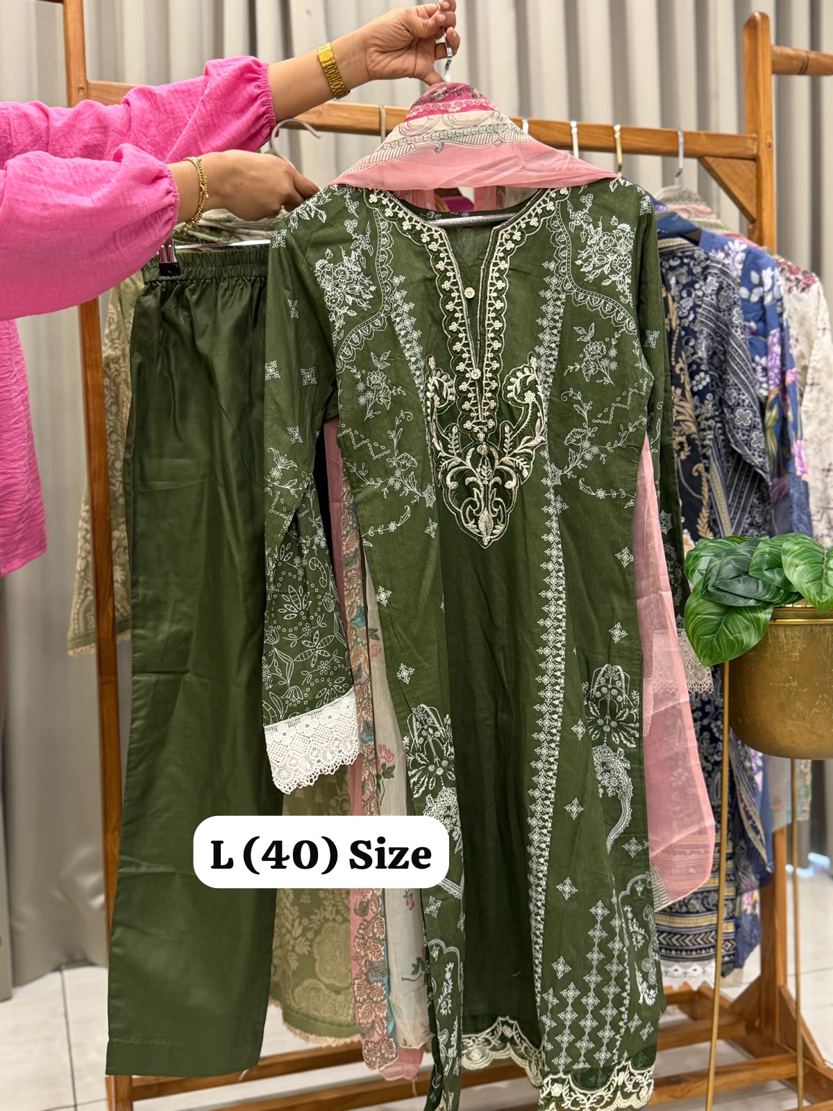 Signature Embroidered Three Piece Set