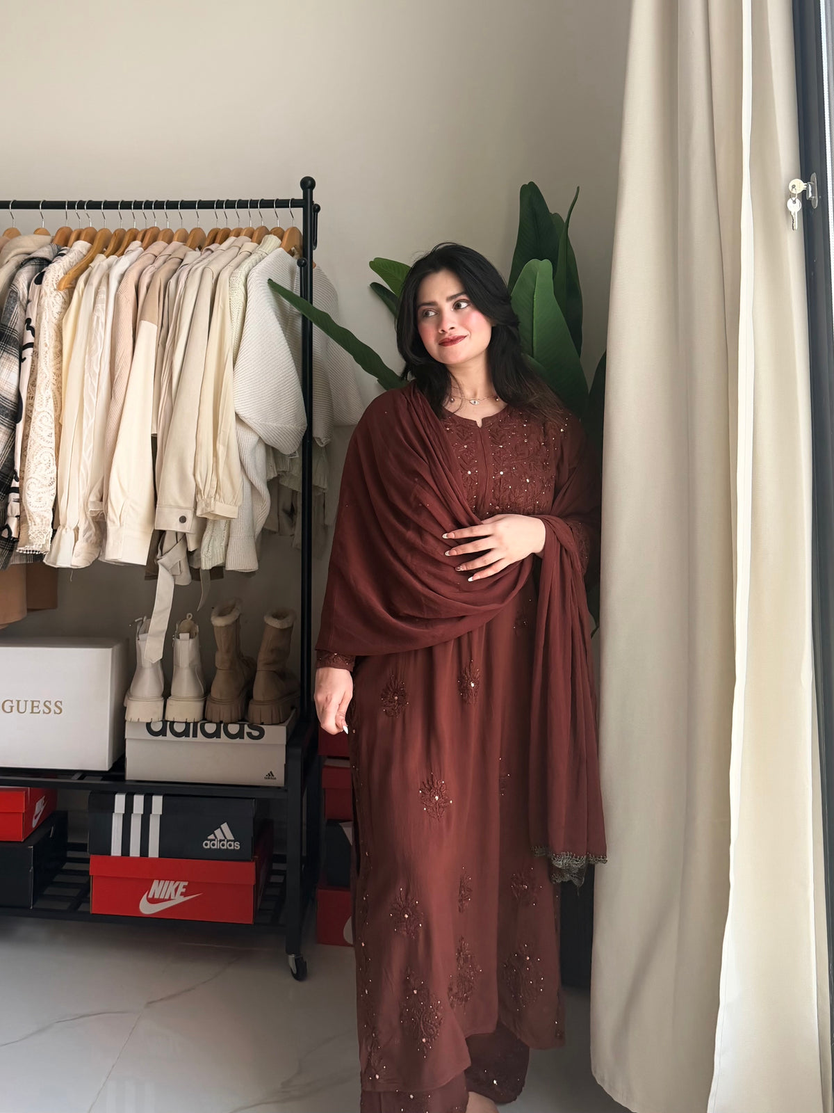Mocha Brown Mukaish Set(Pre-Booking 6-8 Days Dispatching )