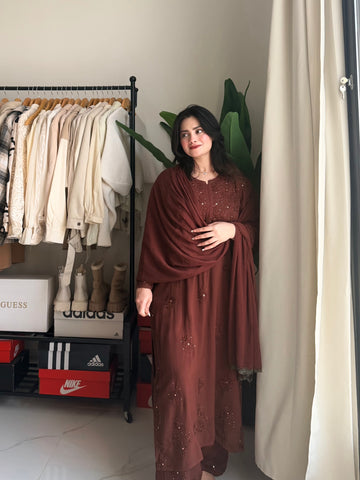 Mocha Brown Mukaish Set(Pre-Booking 6-8 Days Dispatching )