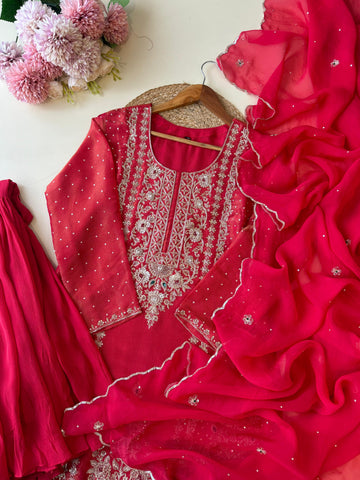 Heavy Handworked Tissue suit with sharara-56671