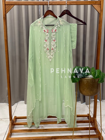 Premium Chiffon Handwork Semi-Stitched Suit