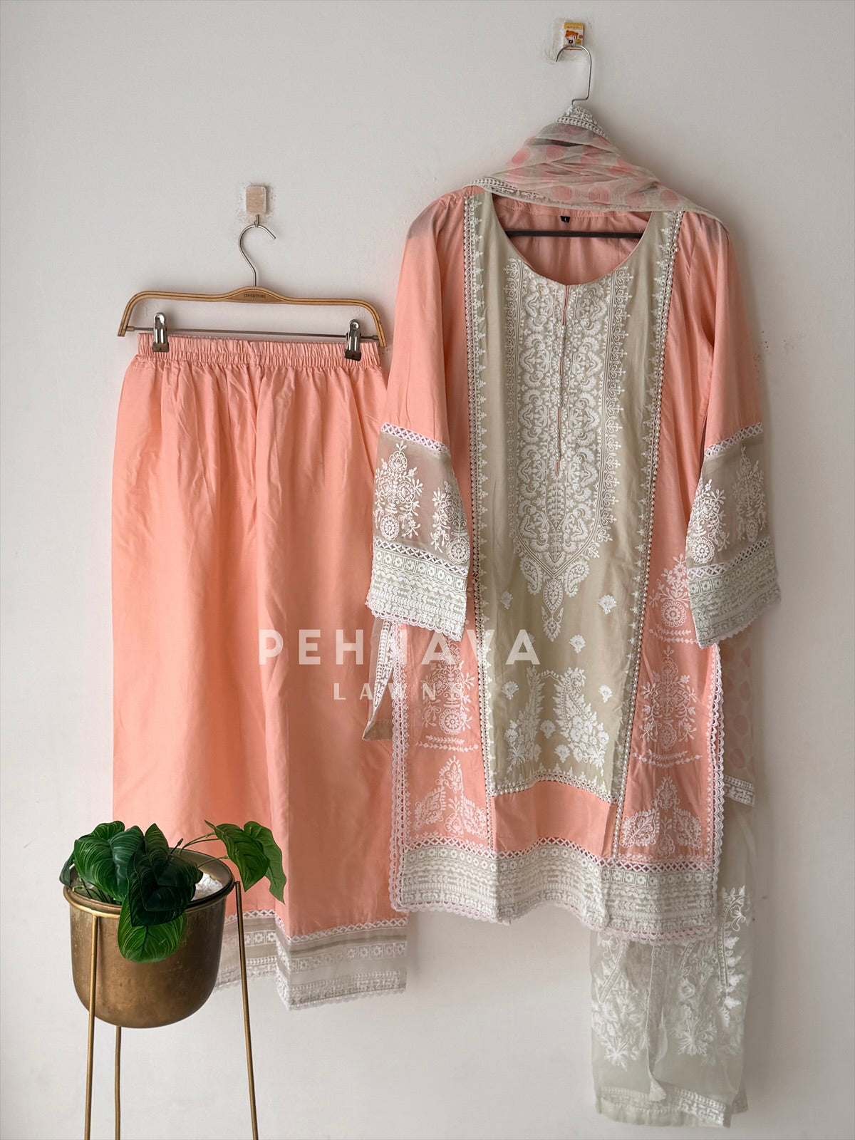 Cotton Embroidered Three Piece Set-5517