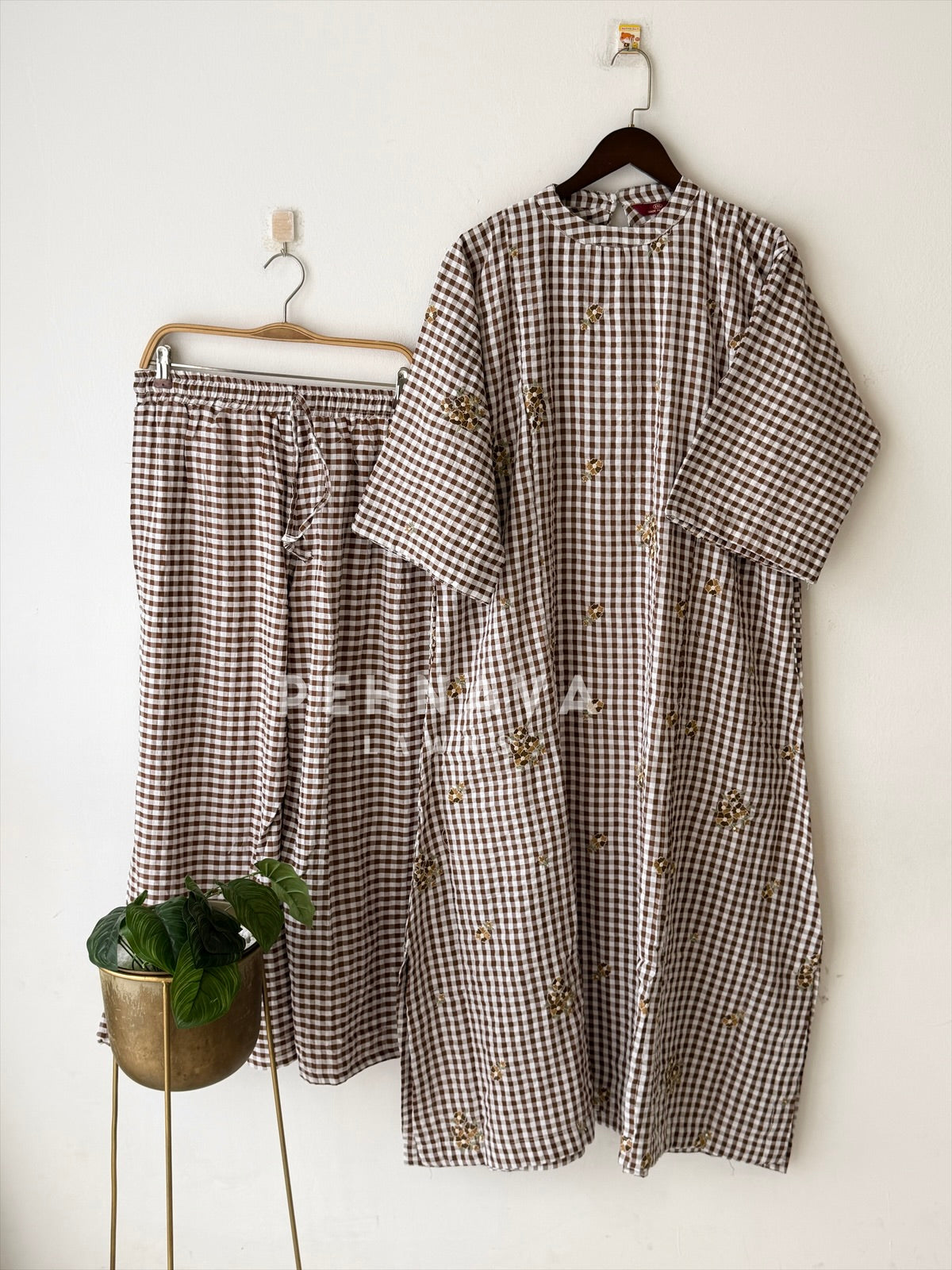 Check Embroidered Co-ord Set-SN6021
