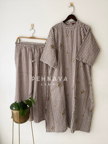 Check Embroidered Co-ord Set-SN6021