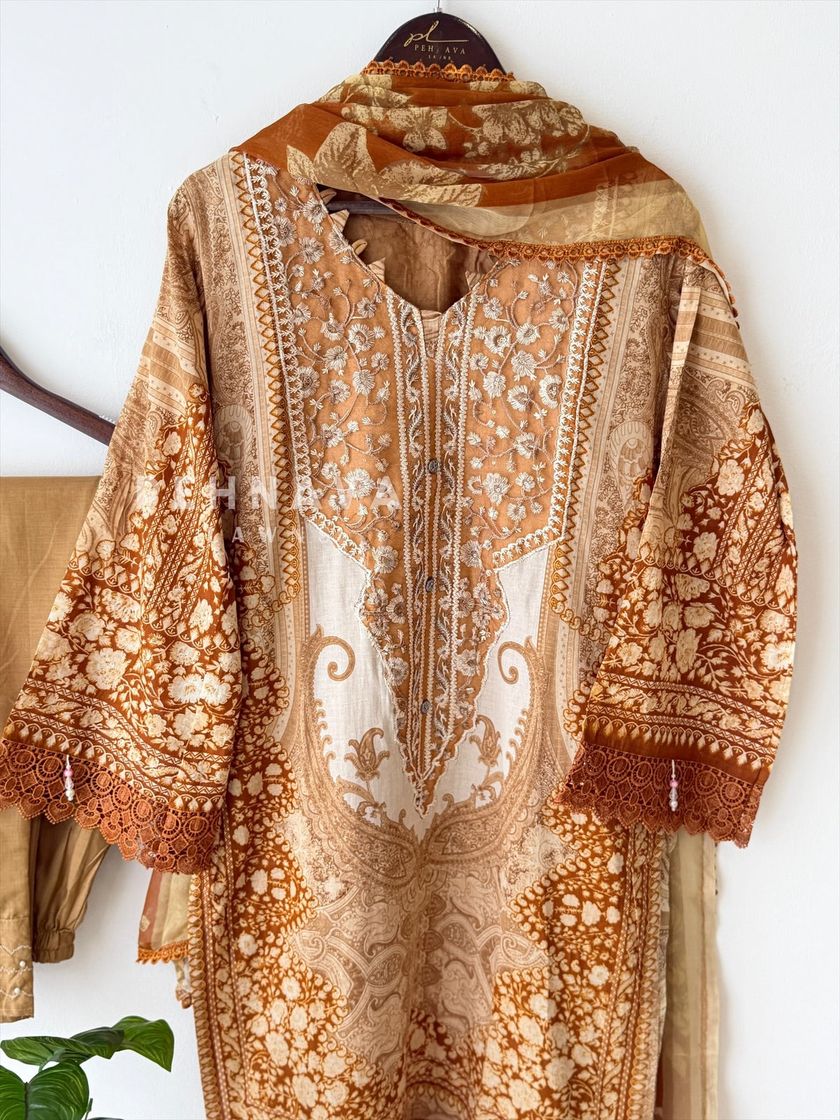 Yellow Neckline Embroidered Pak-Suit AZ-1362-B