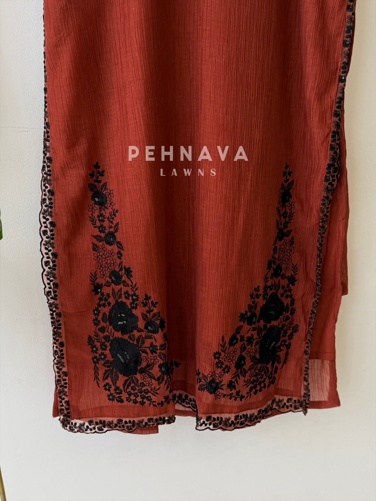 Crushed Cotton Embroidered Ensemble