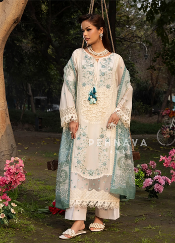 Zarqun Premium Cotton Embroidered Ensemble