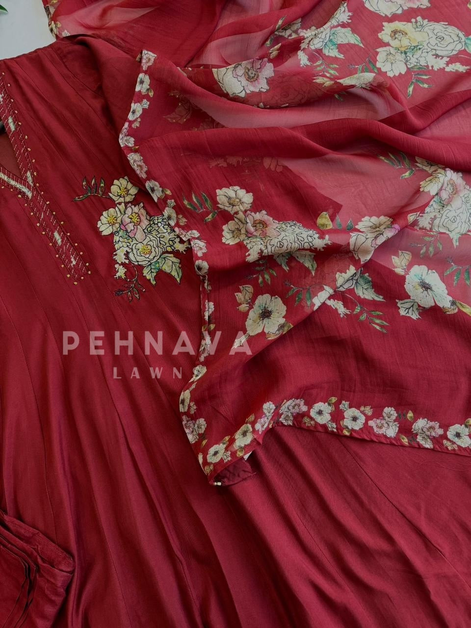 Panel Cut Muslin Anarkali Suit