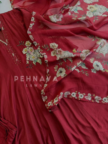 Panel Cut Muslin Anarkali Suit