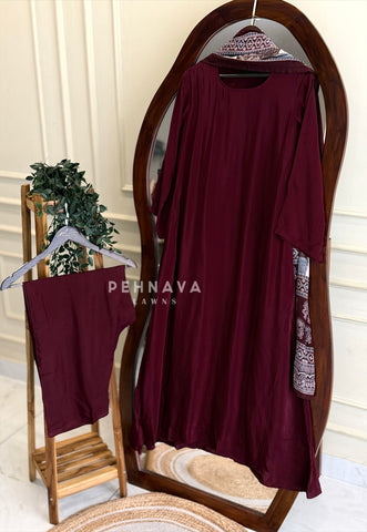 Contrast Printed Dupatta Suit Set