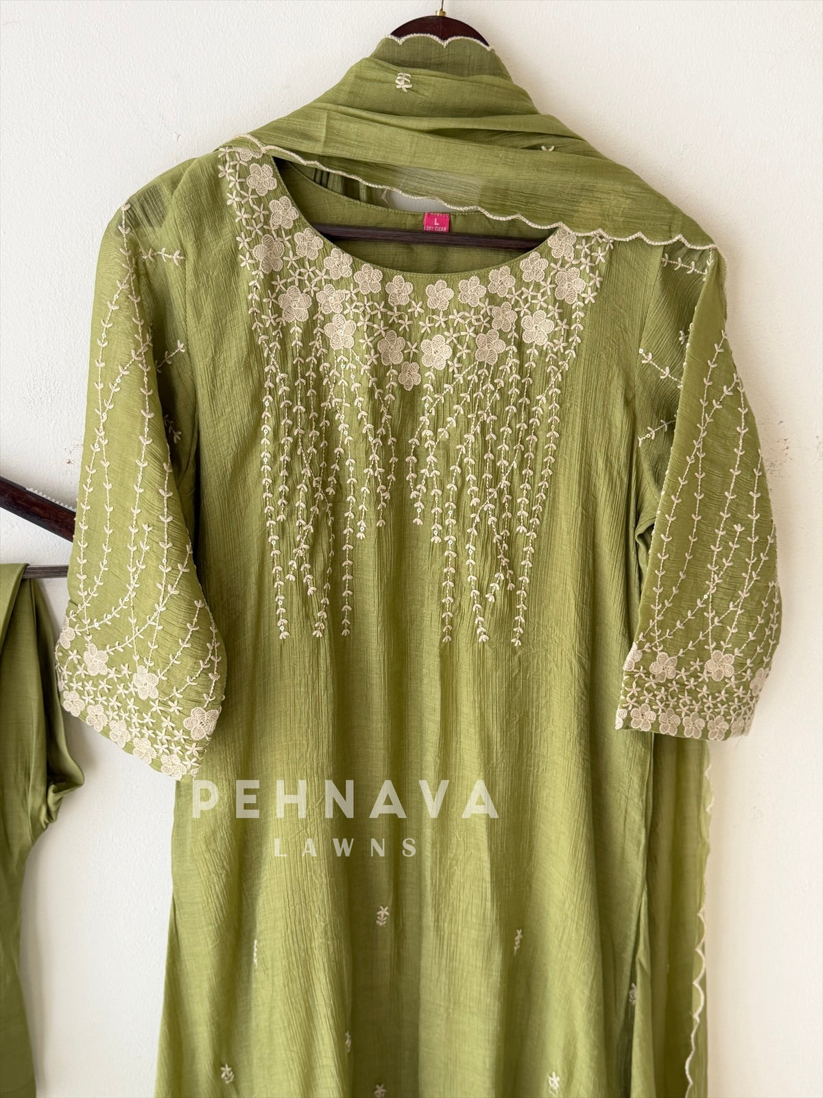 Embroidered Imported Three Piece Ensemble-13418
