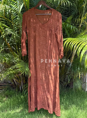 Angrakha Chikankari Embroidered Suit(12-15 Dispatching Time )