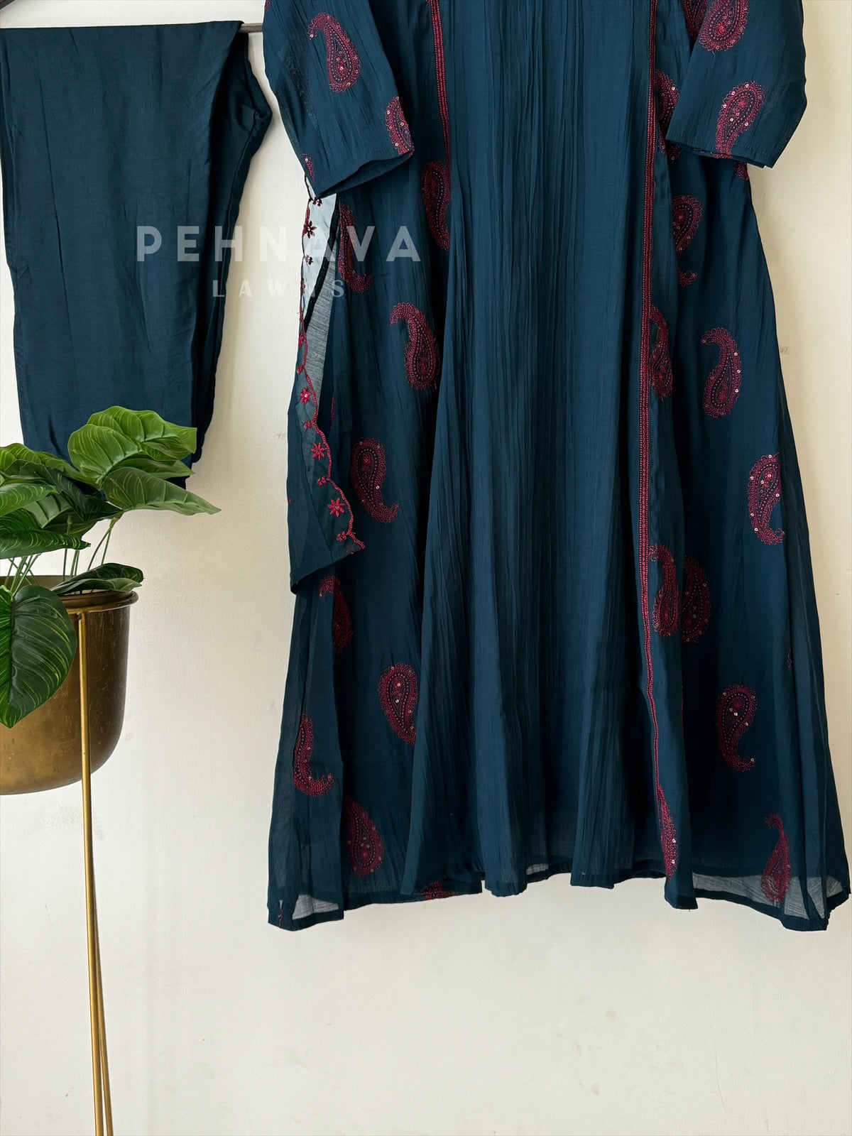 Chanderi Embroidery Suit Set-22158