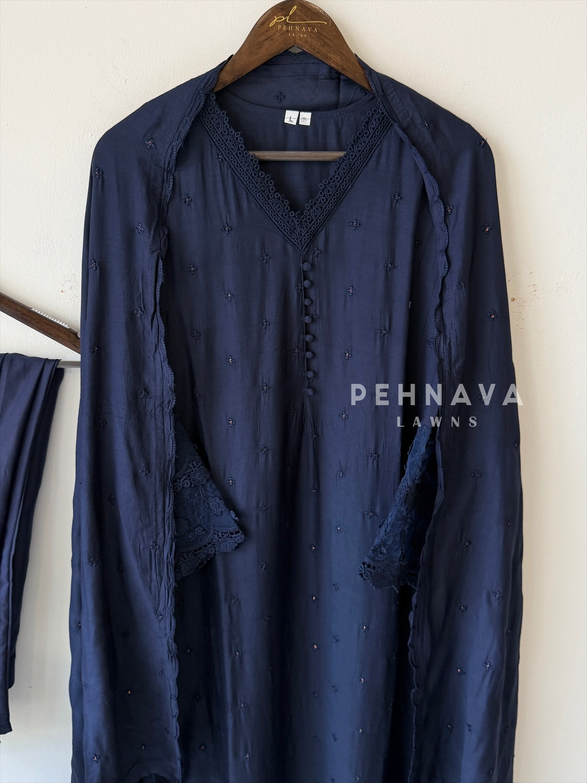 Lace‑Trimmed Embroidered Ensemble