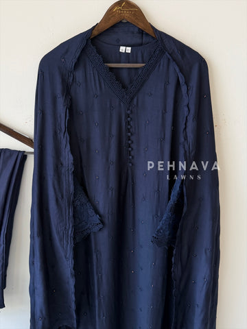 Lace‑Trimmed Embroidered Ensemble