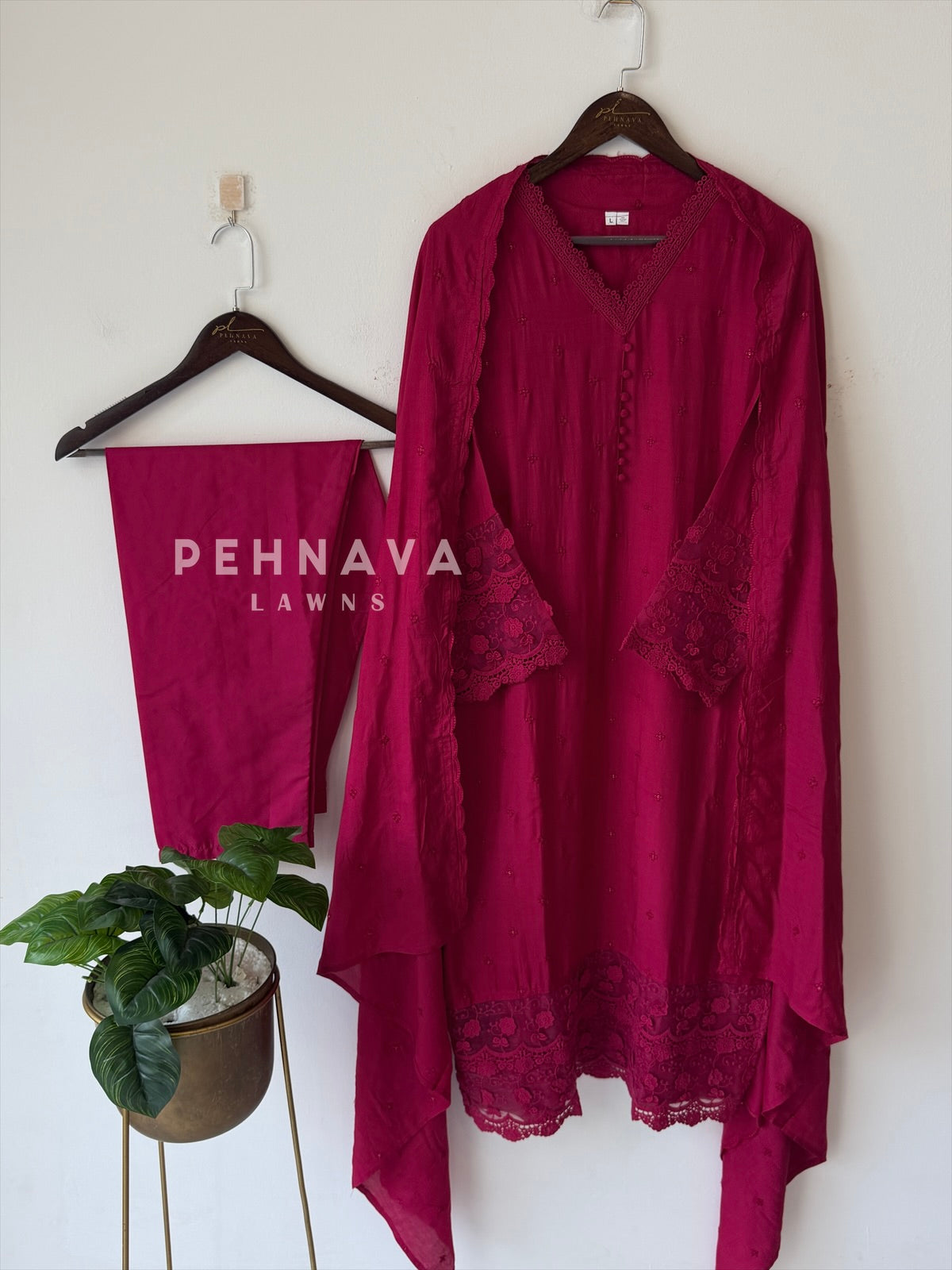 Lace‑Trimmed Embroidered Ensemble